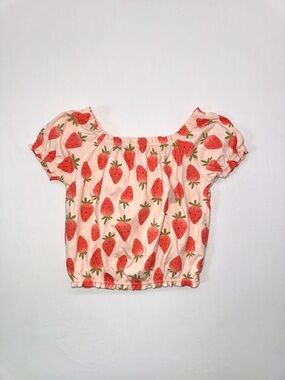 Carter's 4T Pink Strawberry Print Short Sleeve Peasant Top